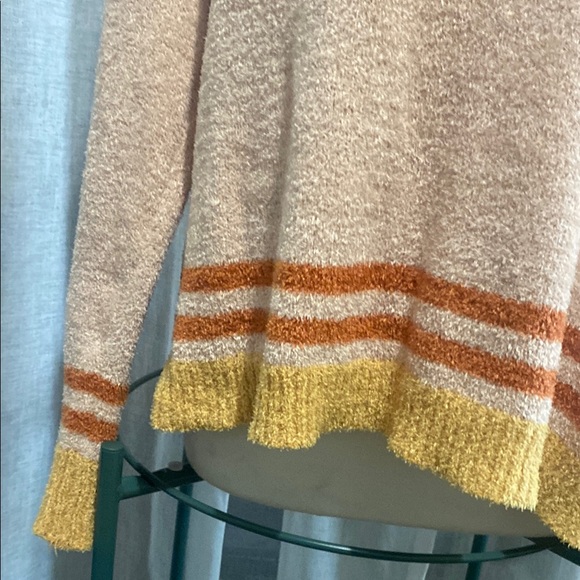 Women's Beige Sweater with Orange and Yellow Accents - Picture 2 of 6